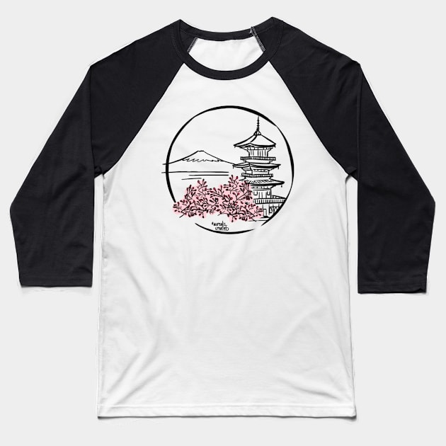 Japan: Ninnaji temple Baseball T-Shirt by Aurealis